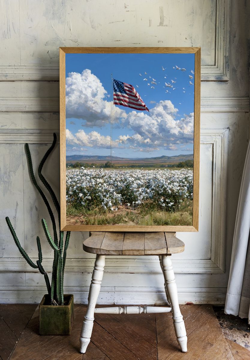 American Flag Field Landscape Print. room preview