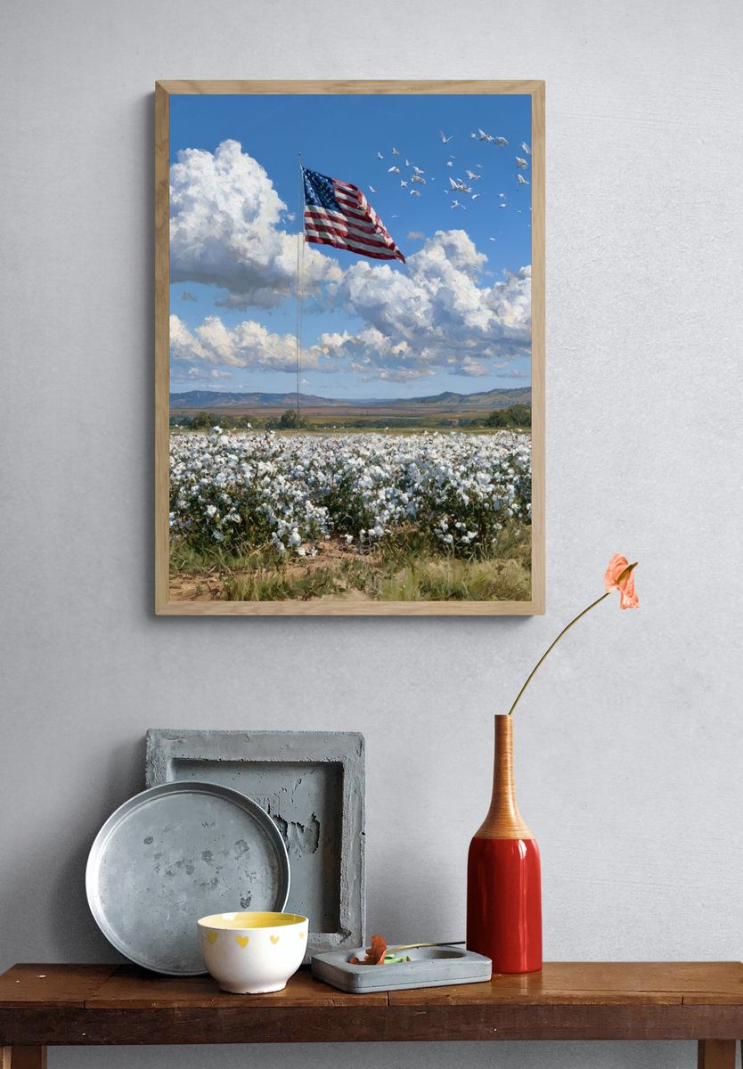 American Flag Field Landscape Print. — room view 3