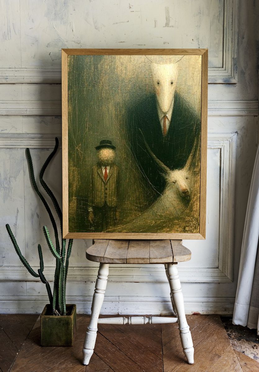Surreal Sheep Portrait Print. room preview