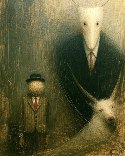 Surreal Sheep Portrait Print.