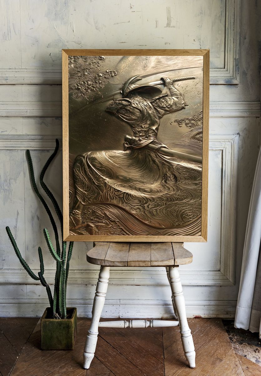 Samurai Relief Abstract Print. — room view 1