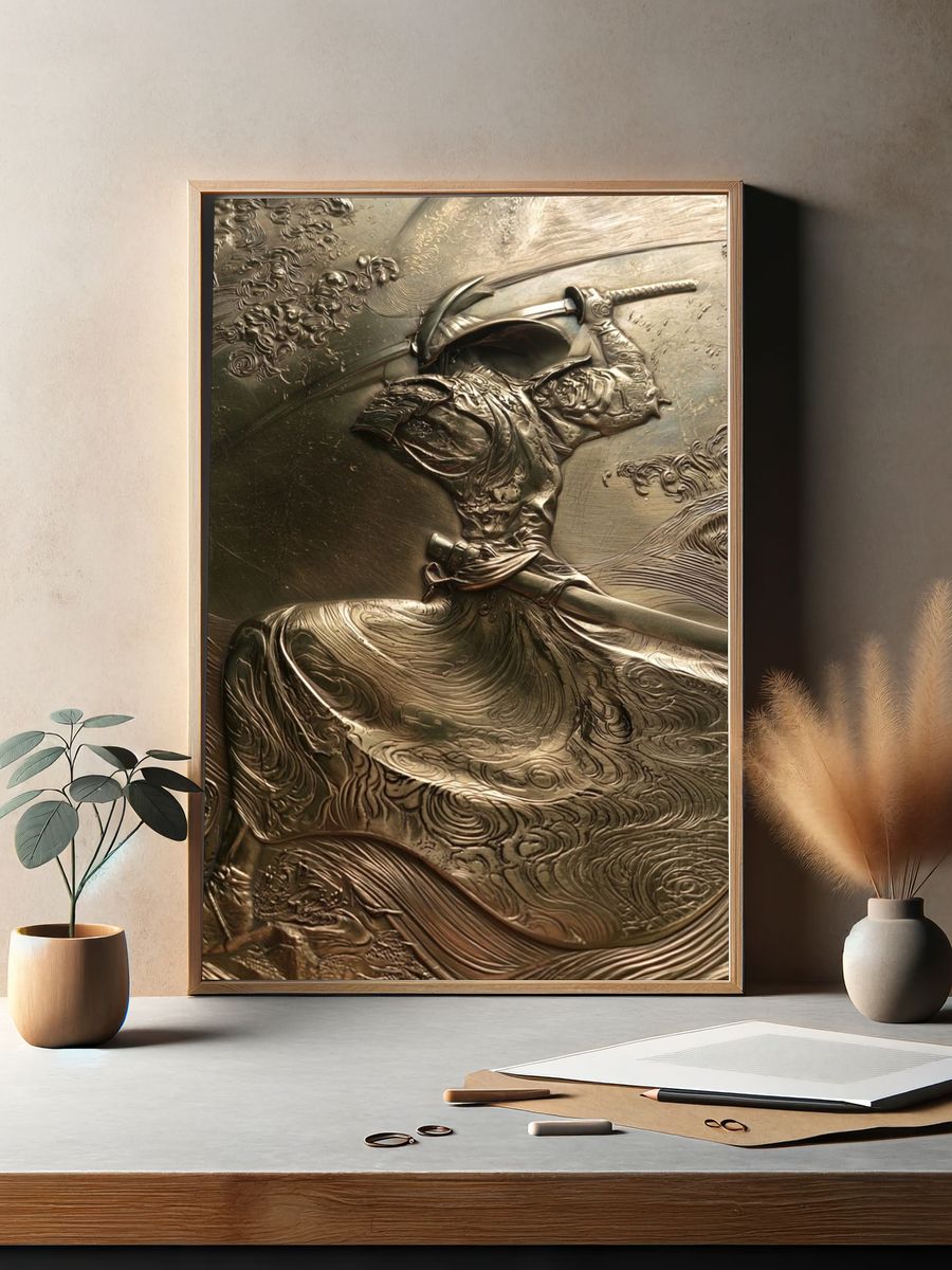 Samurai Relief Abstract Print. — room view 2