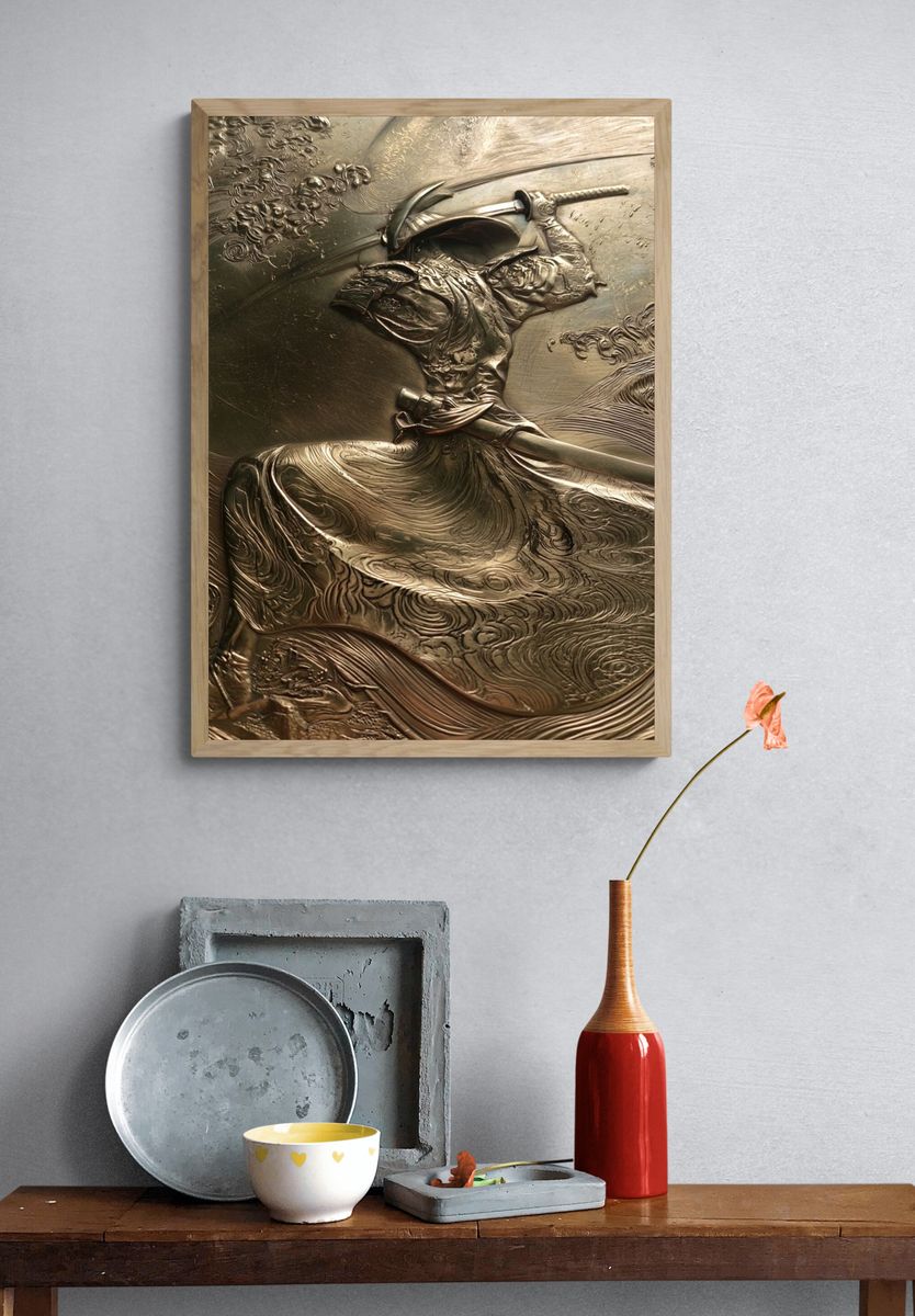 Samurai Relief Abstract Print. — room view 3