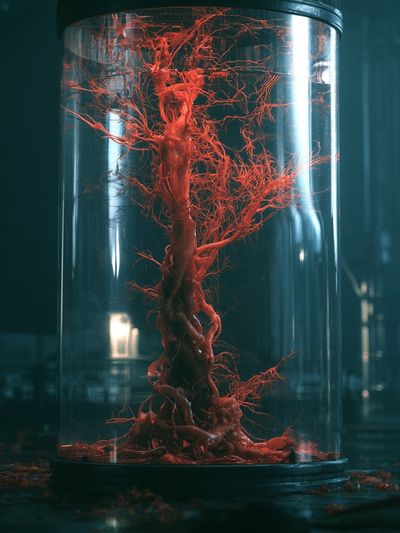Crimson Specimen Surrealism Print. poster