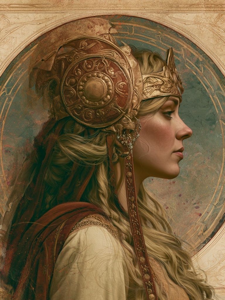 Crowned Warrior Portrait Print. poster detail