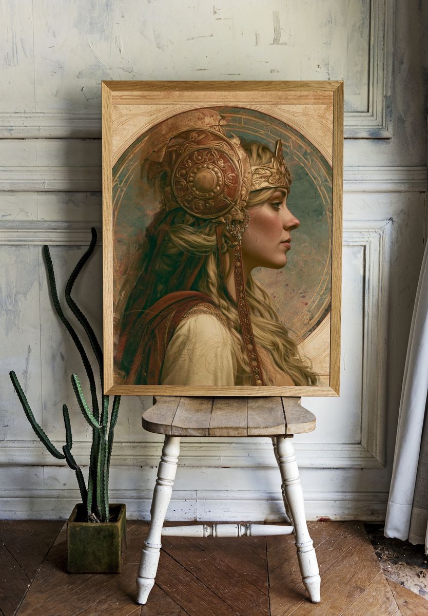 Crowned Warrior Portrait Print. room preview