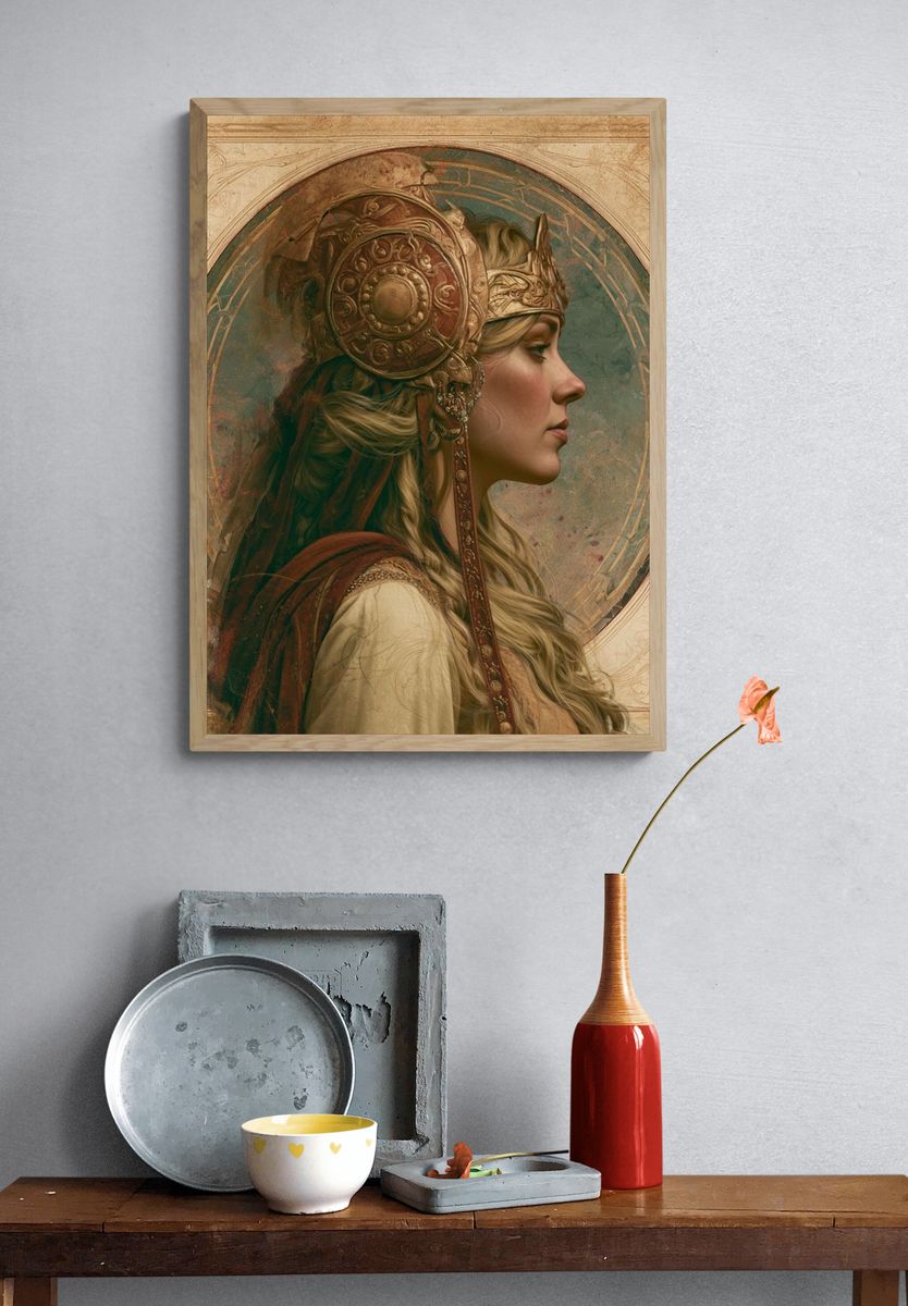 Crowned Warrior Portrait Print. — room view 3