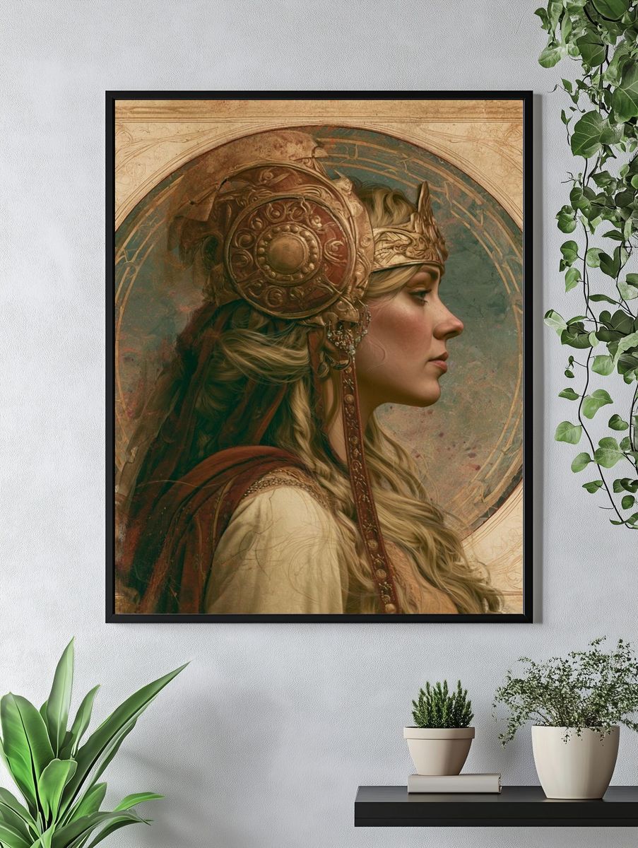 Crowned Warrior Portrait Print. — room view 4