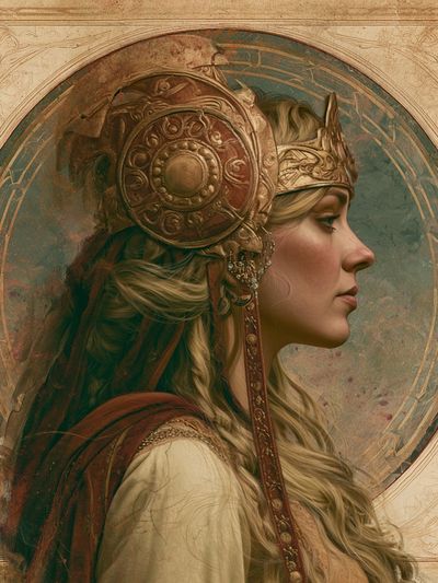 Crowned Warrior Portrait Print. poster