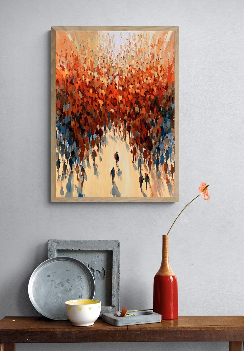 Floating Red Umbrellas Surreal Print. — room view 3