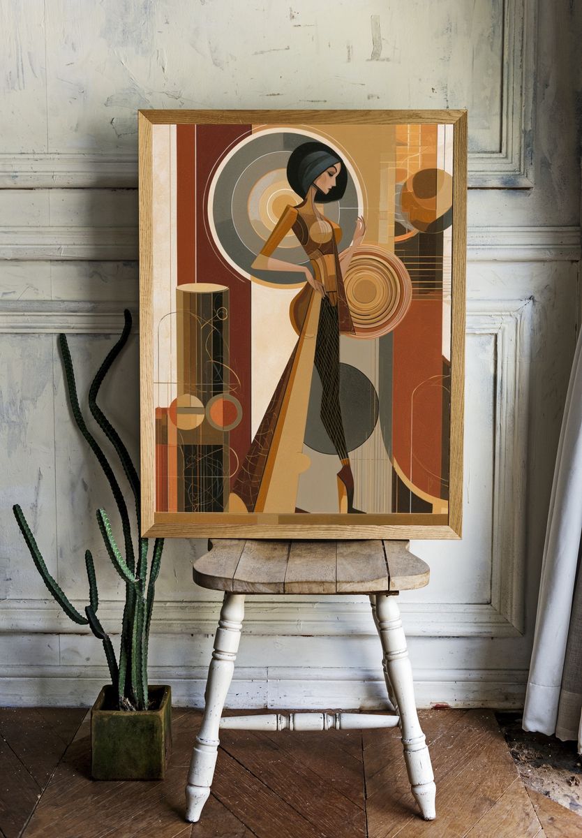 Art Deco Woman Portrait Print. — room view 1