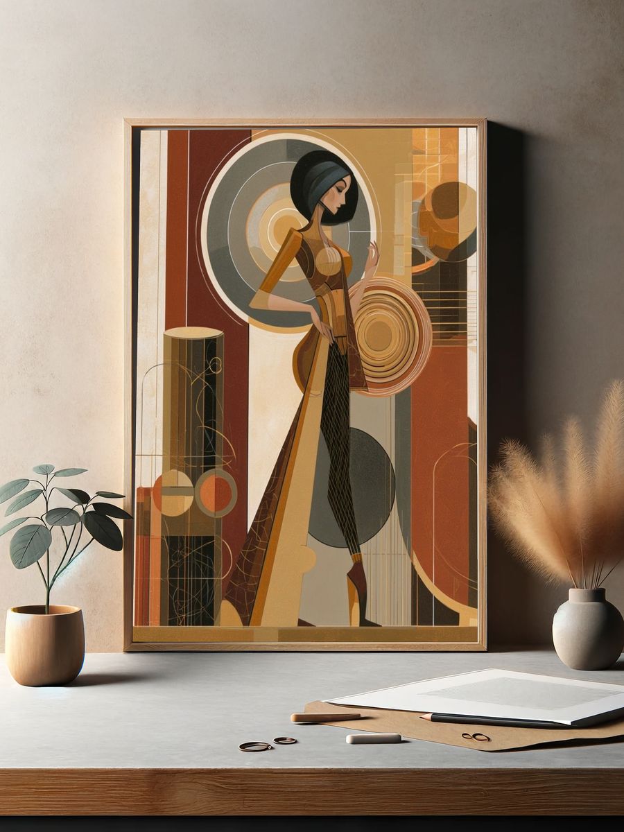 Art Deco Woman Portrait Print. — room view 2