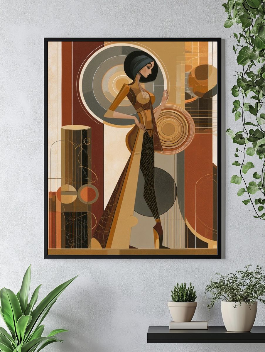 Art Deco Woman Portrait Print. — room view 4