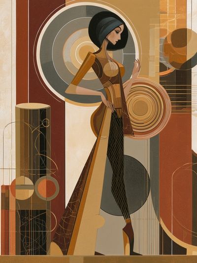 Art Deco Woman Portrait Print. poster