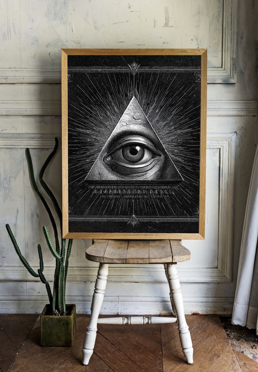 All-Seeing Eye Surrealism Poster. room preview