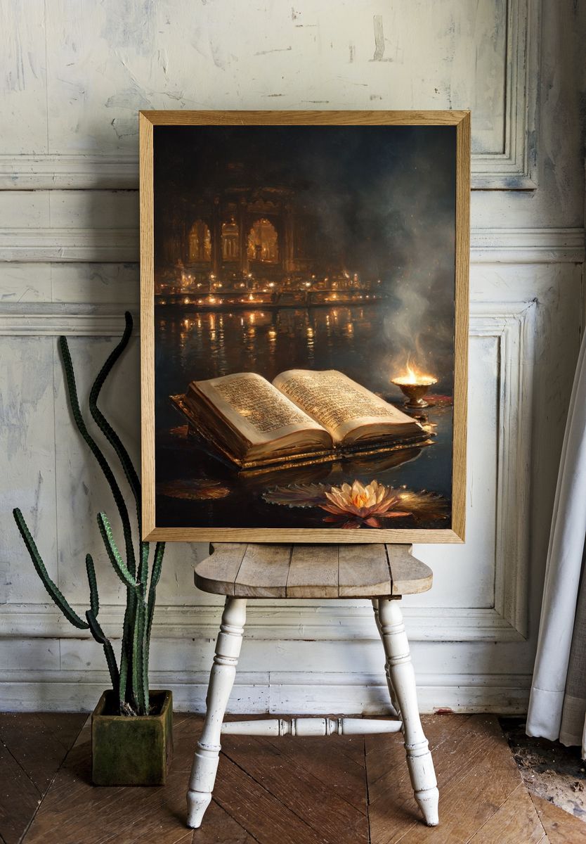 Sacred Book Still Life Print. — room view 1