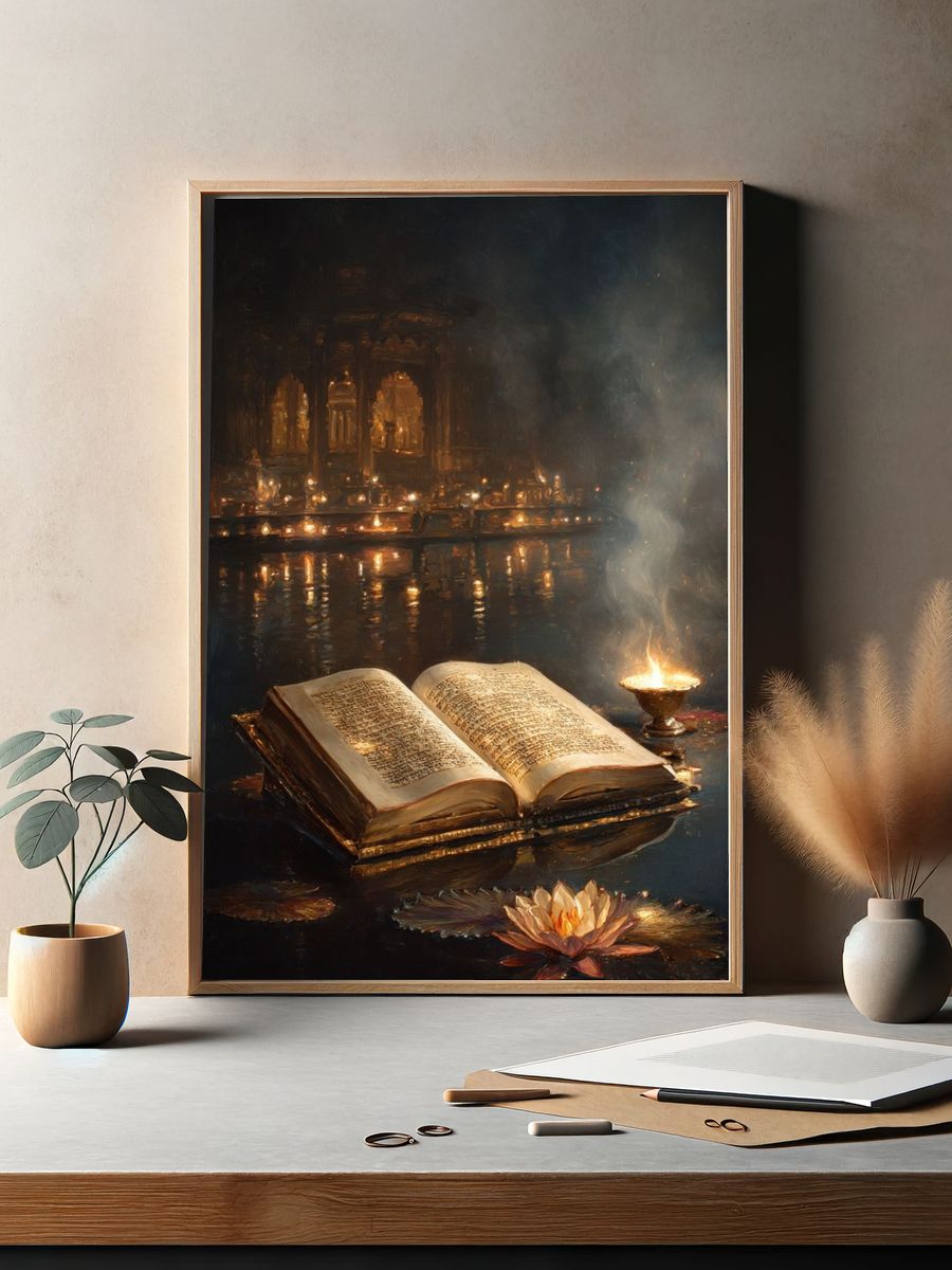 Sacred Book Still Life Print. — room view 2