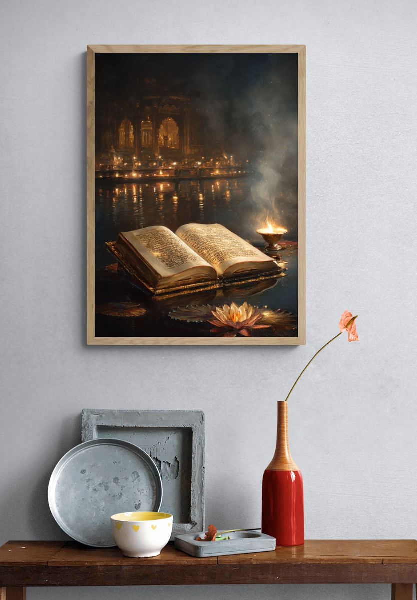 Sacred Book Still Life Print. — room view 3