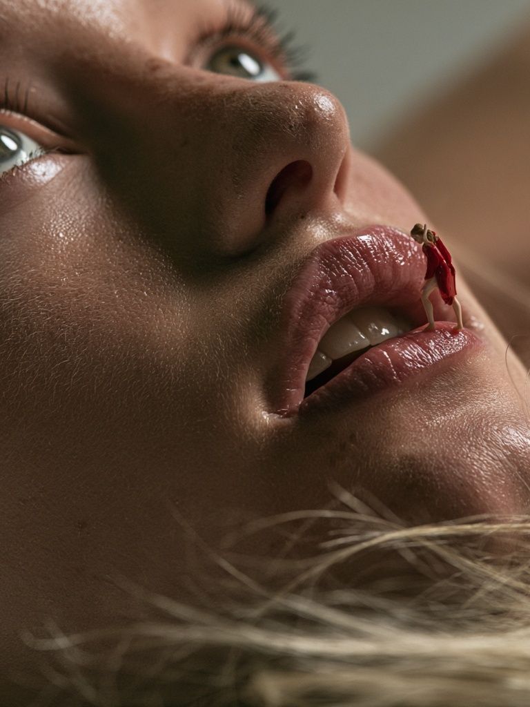 Surreal Lip Figure Photography Poster. poster detail