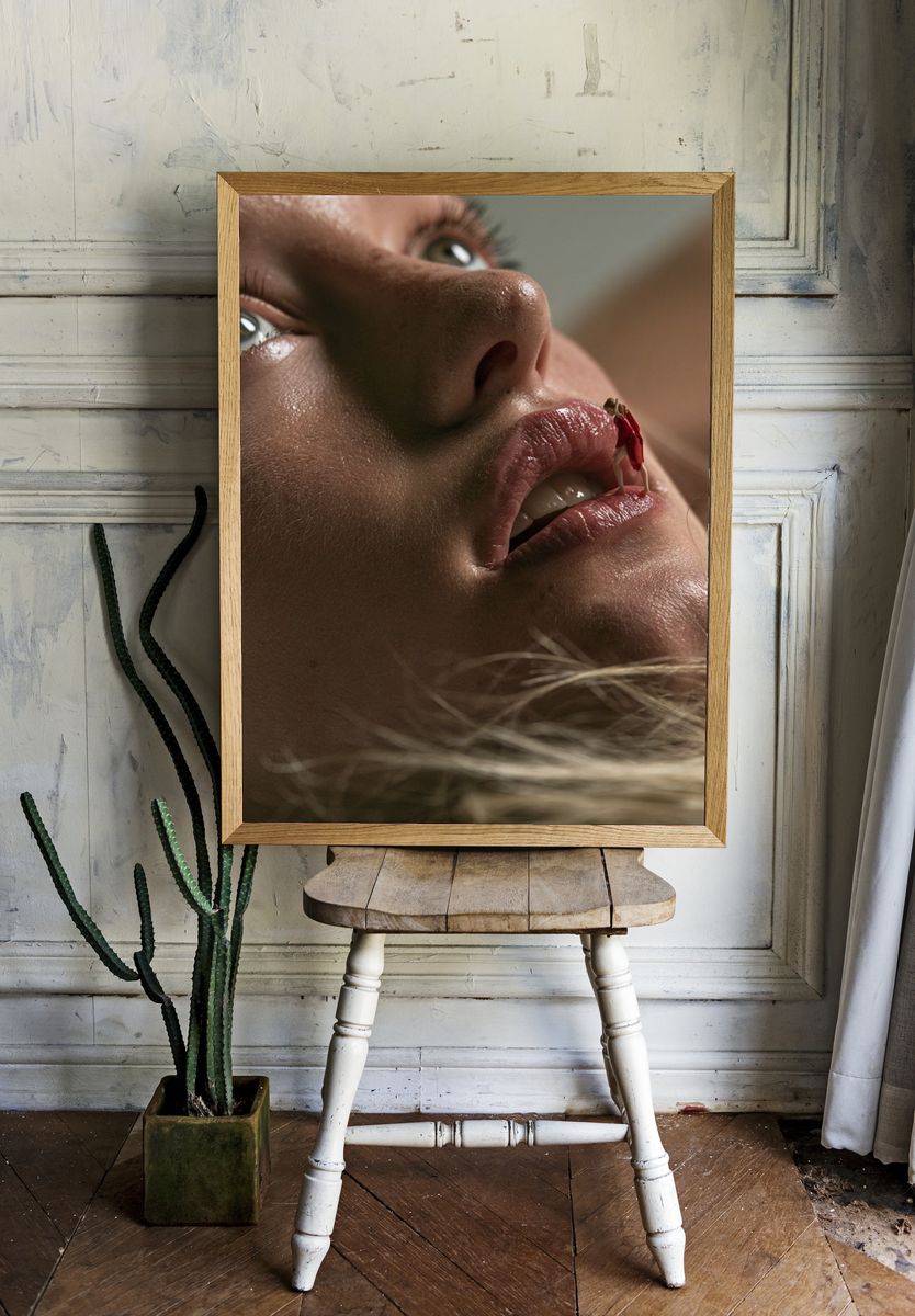 Surreal Lip Figure Photography Poster. room preview