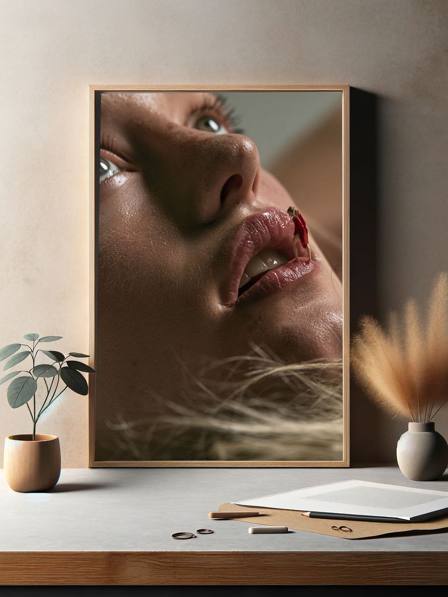 Surreal Lip Figure Photography Poster. — room view 2