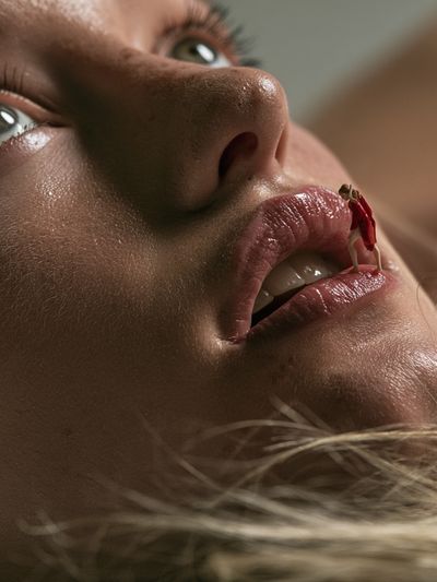 Surreal Lip Figure Photography Poster.