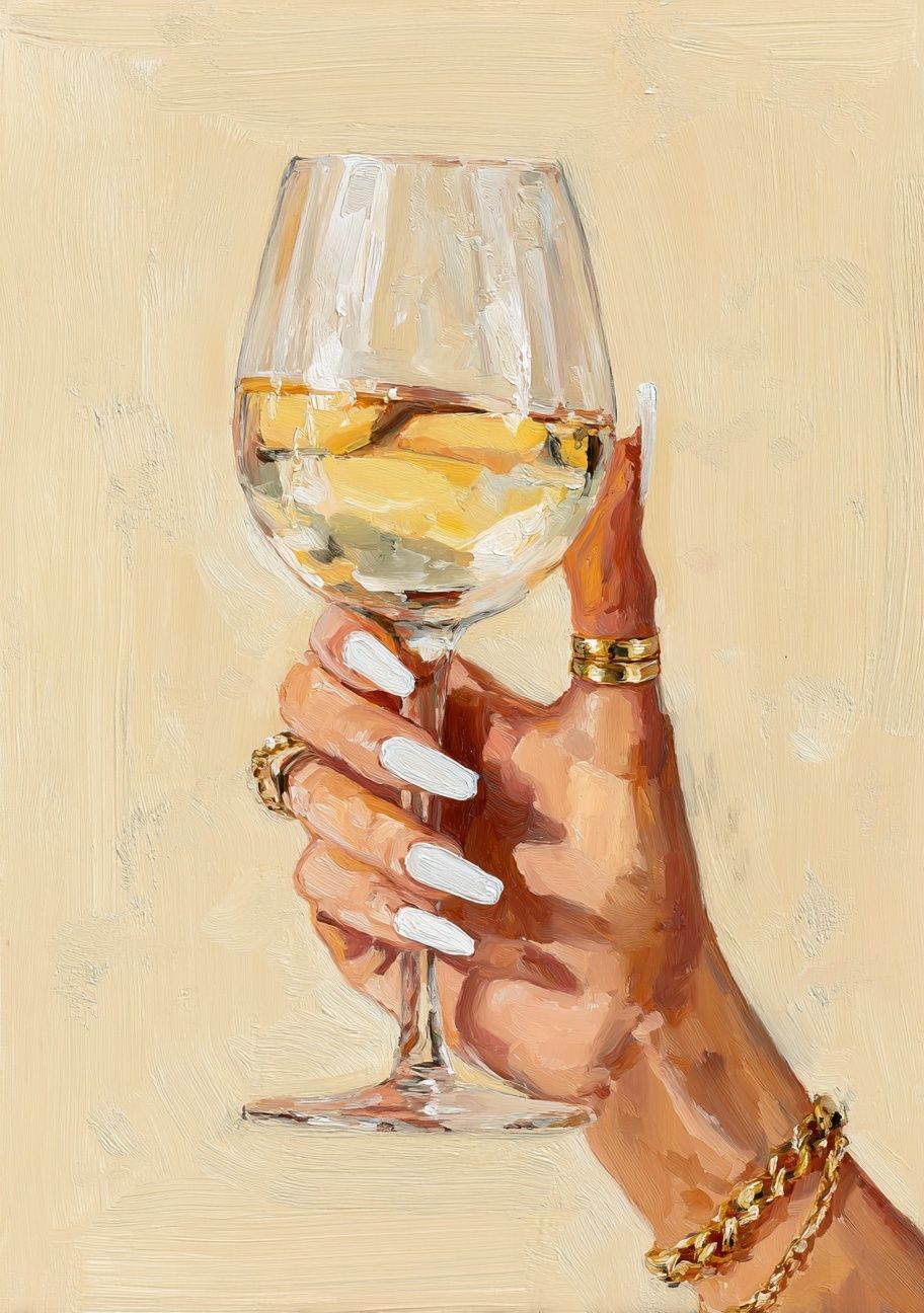 Wine Glass Hand Illustration Print. poster detail
