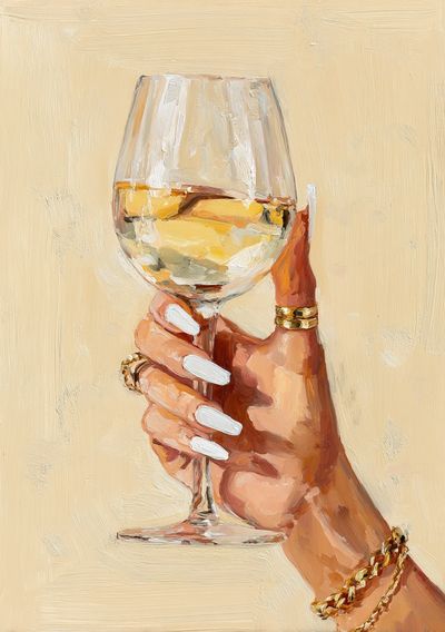 Wine Glass Hand Illustration Print.