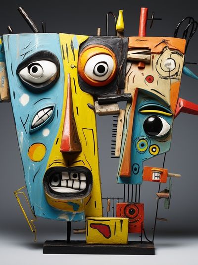Surreal Mask Sculpture Print. poster