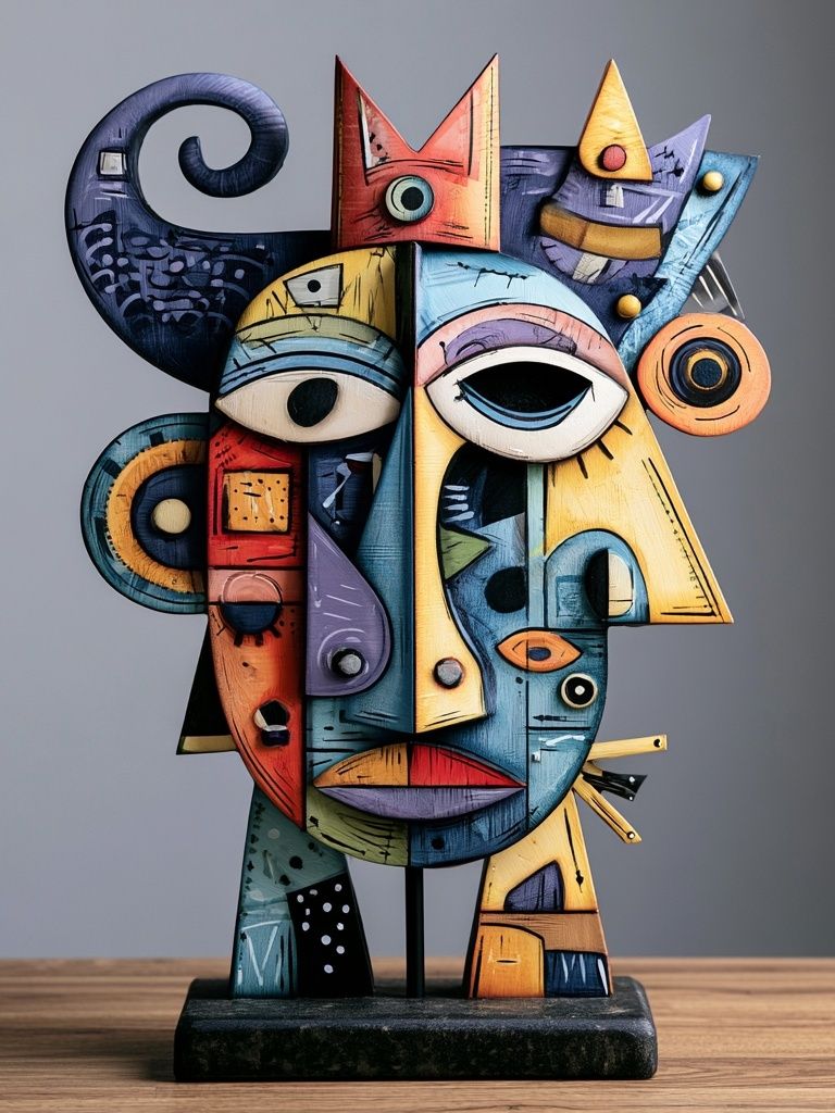 Cubist Mask Sculpture Print. poster detail