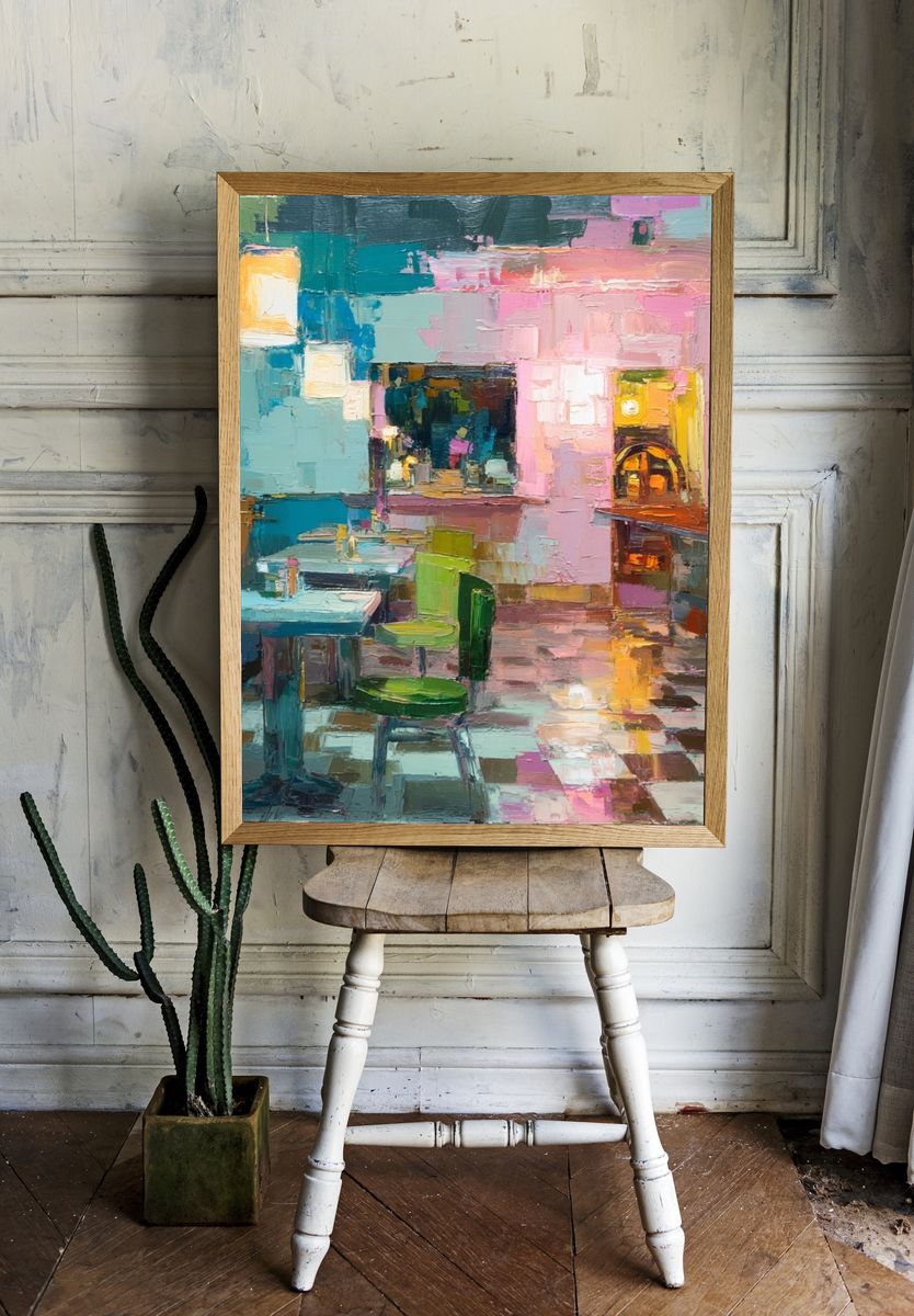 Colorful Cafe Interior — Fine-Art Print. — room view 1