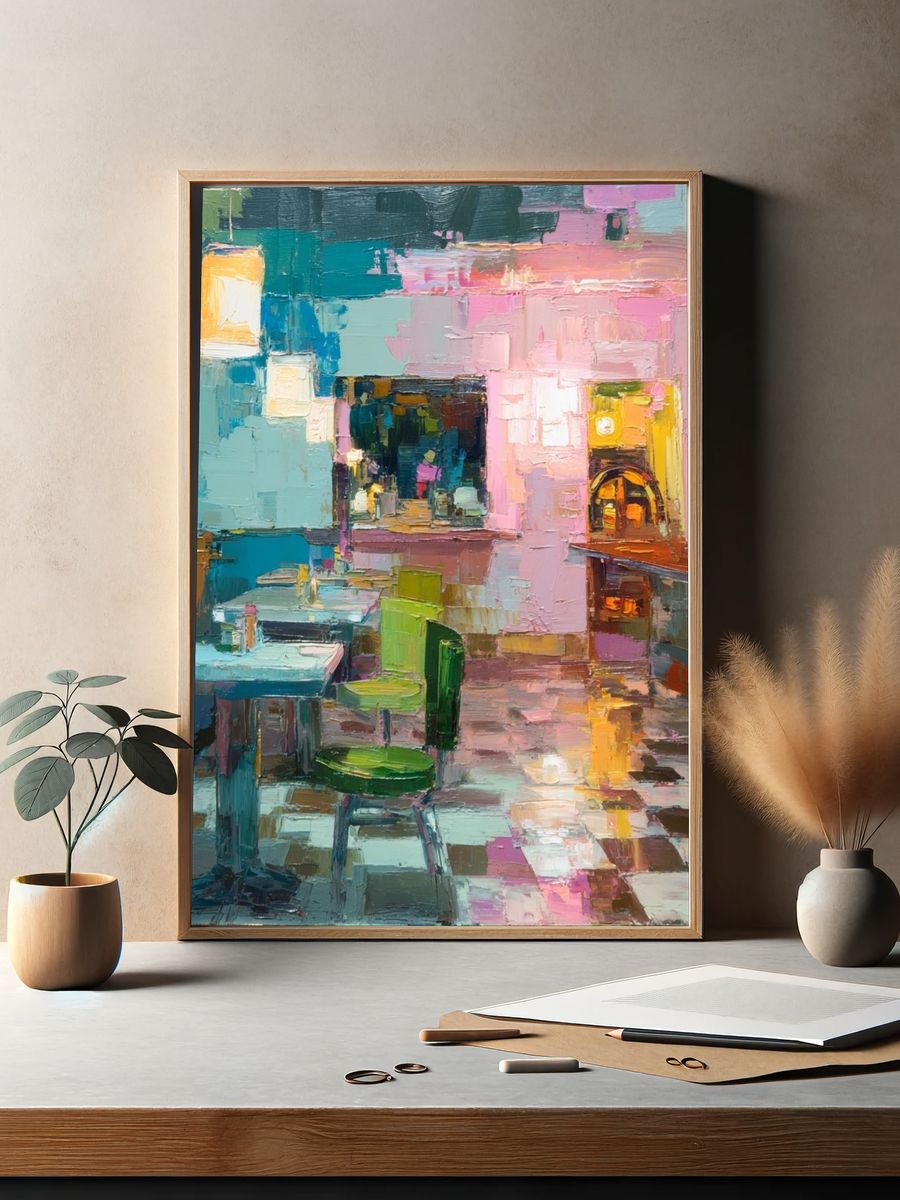 Colorful Cafe Interior — Fine-Art Print. — room view 2