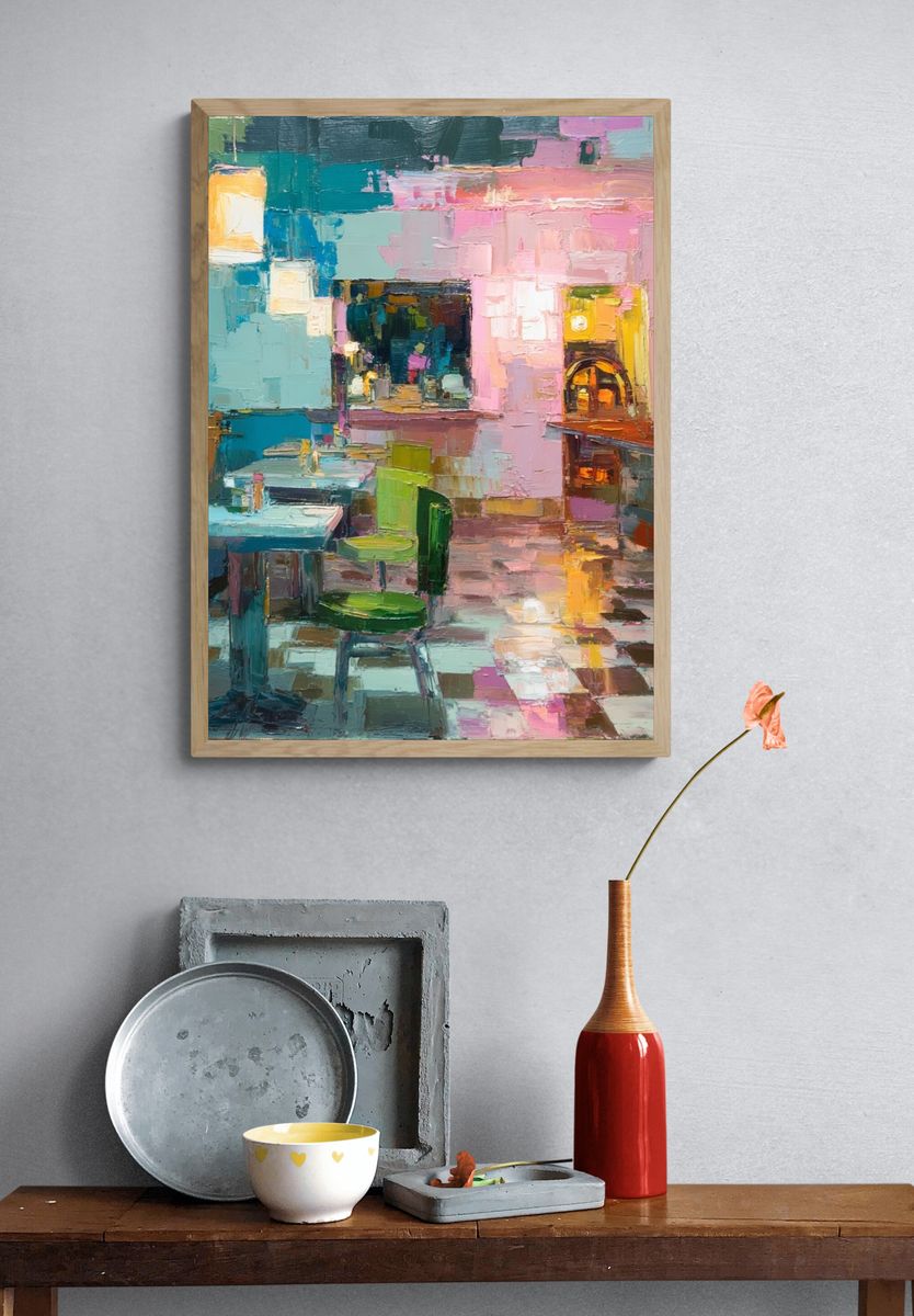 Colorful Cafe Interior — Fine-Art Print. — room view 3