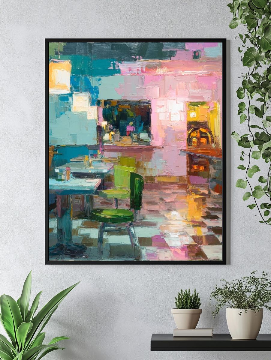 Colorful Cafe Interior — Fine-Art Print. — room view 4