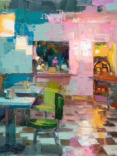 Colorful Cafe Interior — Fine-Art Print. poster
