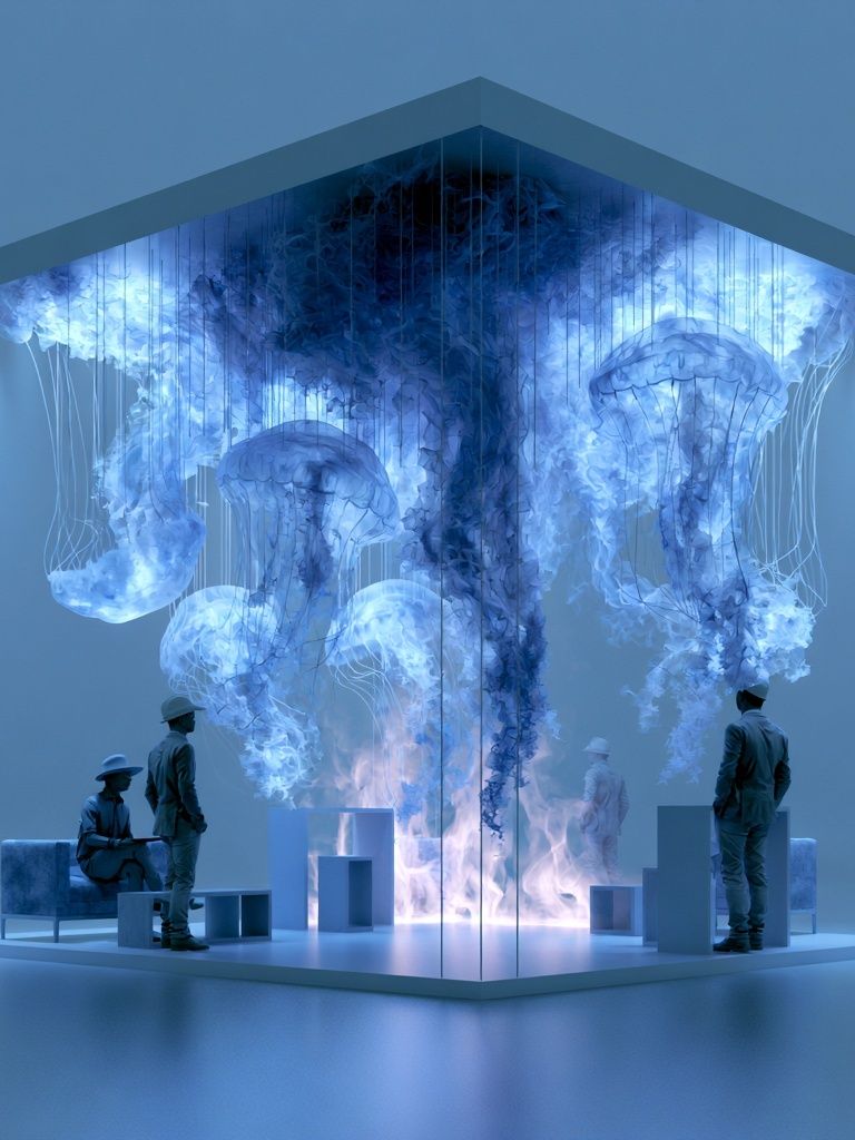 Blue Surreal Installation Poster. poster — fine-art art