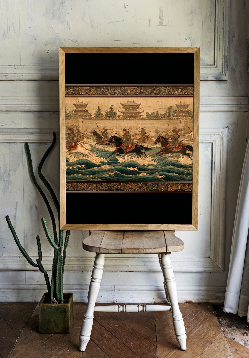 Ancient Cavalry River Battle Print. — room view 1