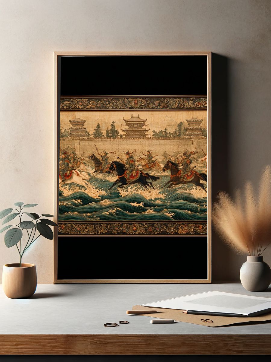 Ancient Cavalry River Battle Print. — room view 2