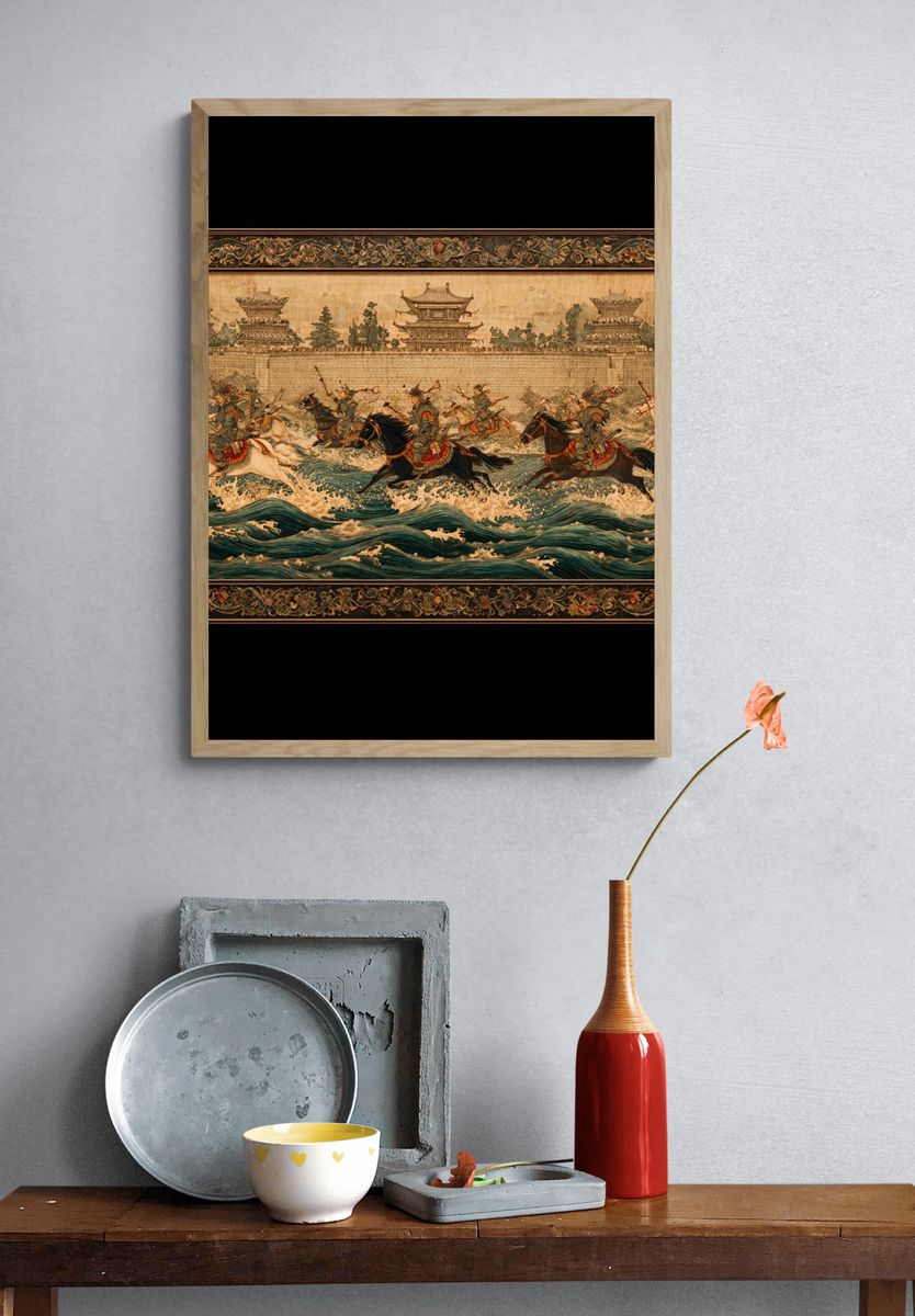 Ancient Cavalry River Battle Print. — room view 3