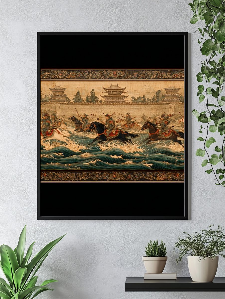 Ancient Cavalry River Battle Print. — room view 4
