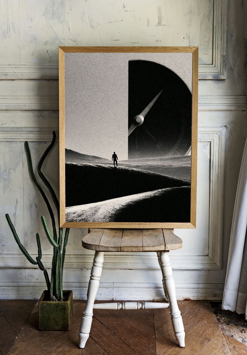 Surreal Lunar Landscape Print. room preview