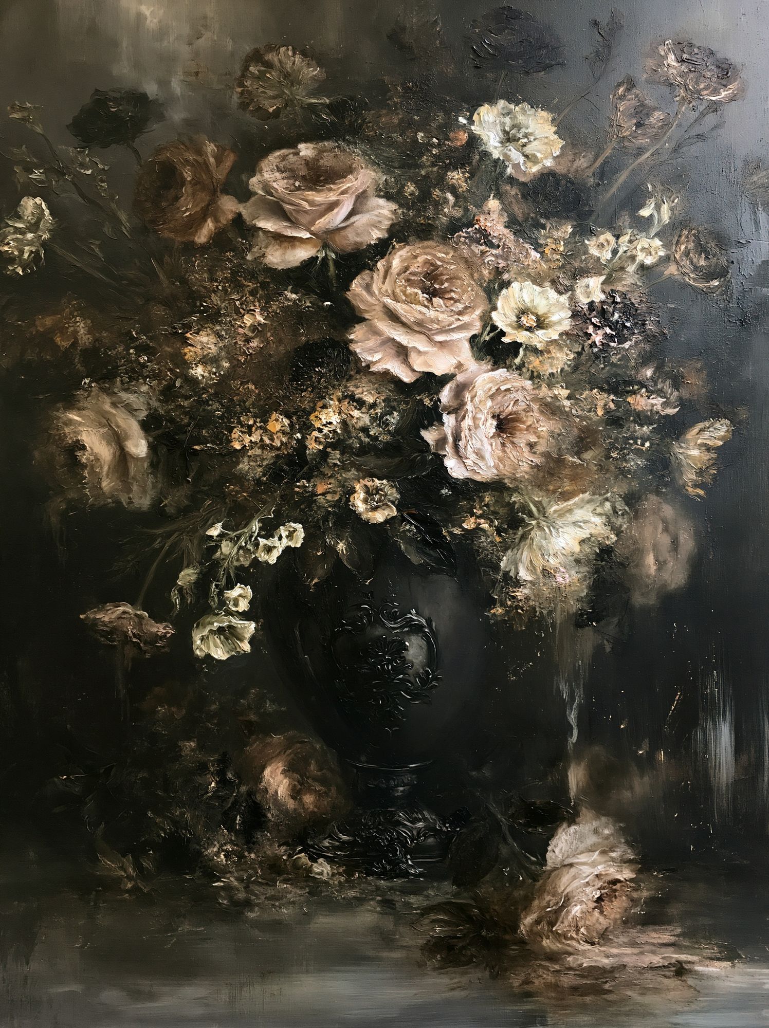Dark Floral Still Life Poster. poster — fine-art art