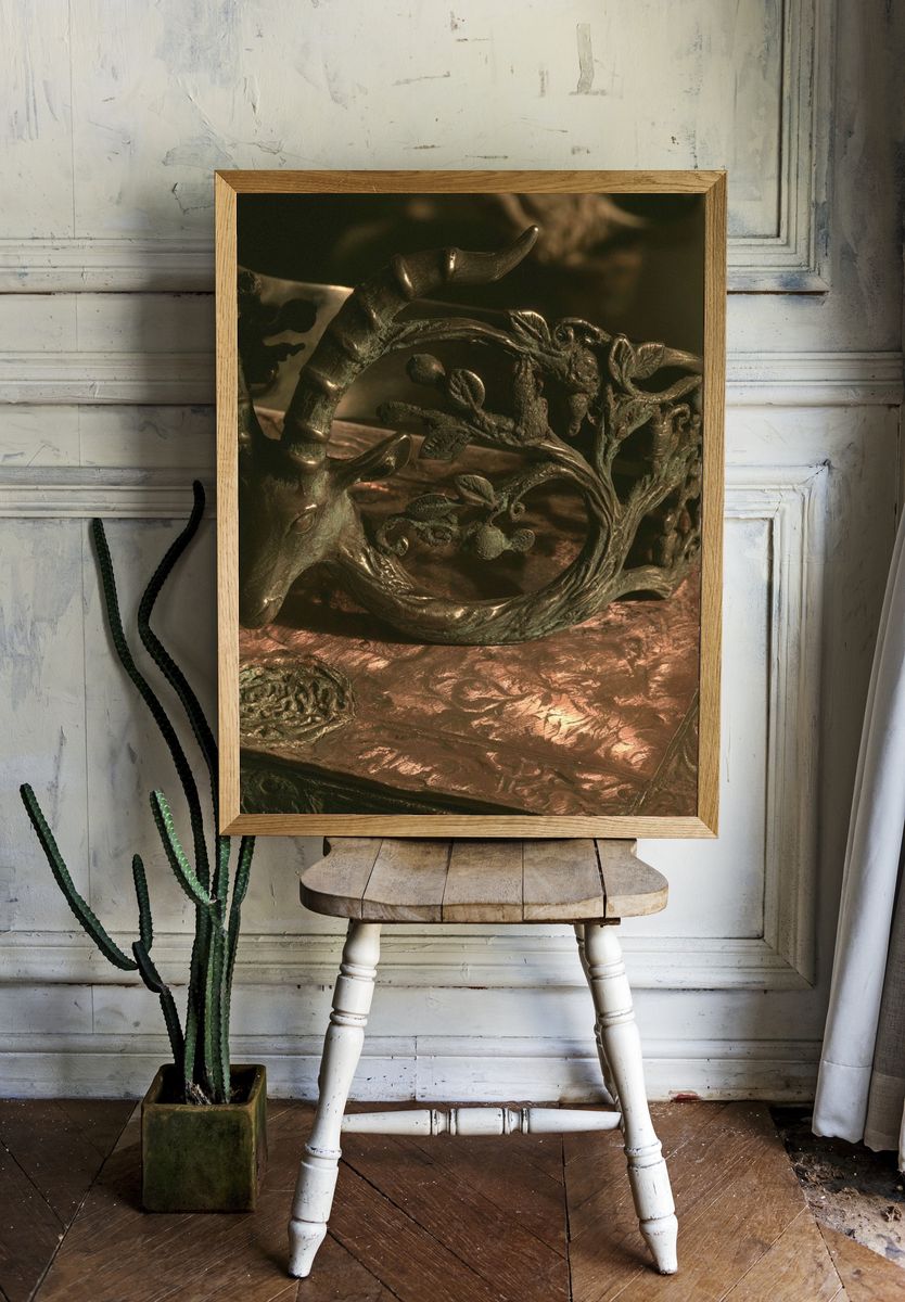 Antlered Bronze Sculpture Poster. room preview