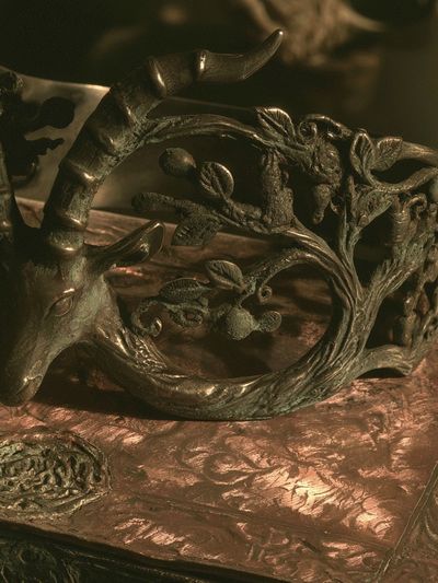 Antlered Bronze Sculpture Poster. poster