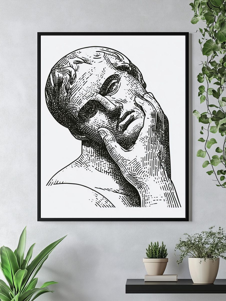 Classical Marble Head Illustration Poster. — room view 4