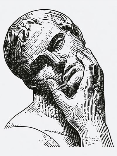 Classical Marble Head Illustration Poster.