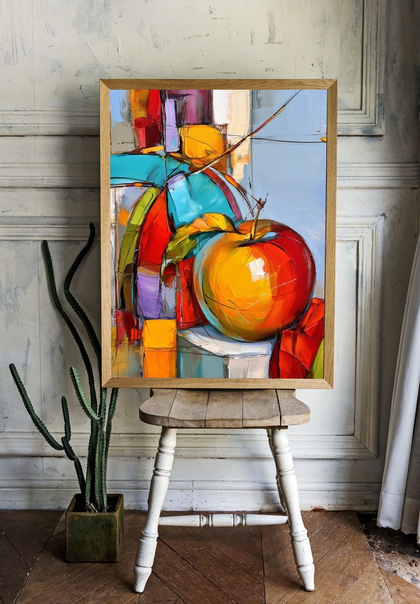 Abstract Apple Still Life Poster. — room view 1
