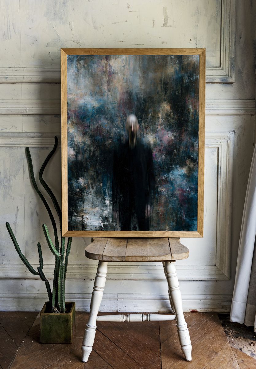 Blurred Figure Contemporary Print. room preview