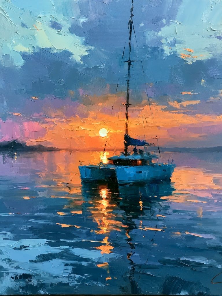 Sunset Sailboat Seascape Print. poster detail