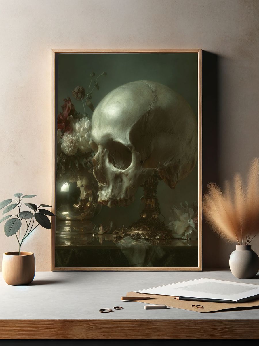 Skull Still Life — Fine-Art Print. — room view 2
